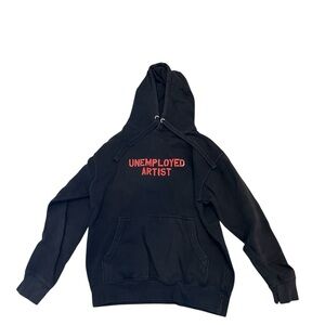 ◼️JOY DIVIZN: Men’s M, “unemployed artist” black long sleeve hoodie preowned◼️